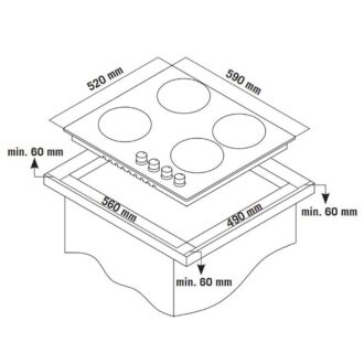 Εστία μικτή 3 εστίες αερίου 1 διπλή εστία κεραμική TGS 9441 CER Κεραμική