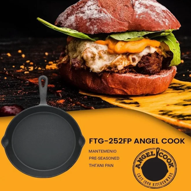 TIGANI FRYING PAN PRE SEASONED FTG 252FP ANGEL COOK 3