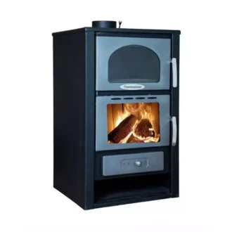 Σόμπα ξύλου με φούρνο 16,5kw σε μαύρο-γκρι χρώμα