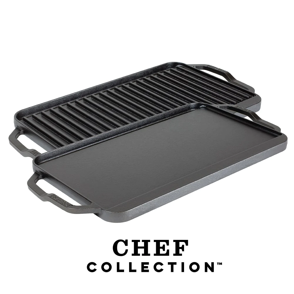Μαντεμένια πλάκα - σχάρα διπλής όψης Chef Collection 49.53 x 25.40 εκ. Lodge - LCDRG