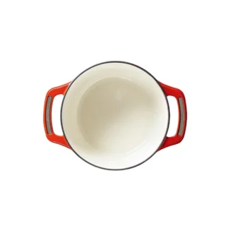 Μαντεμένια κόκκινη κατσαρόλα με εμαγιέ πορσελάνινη επίστρωση