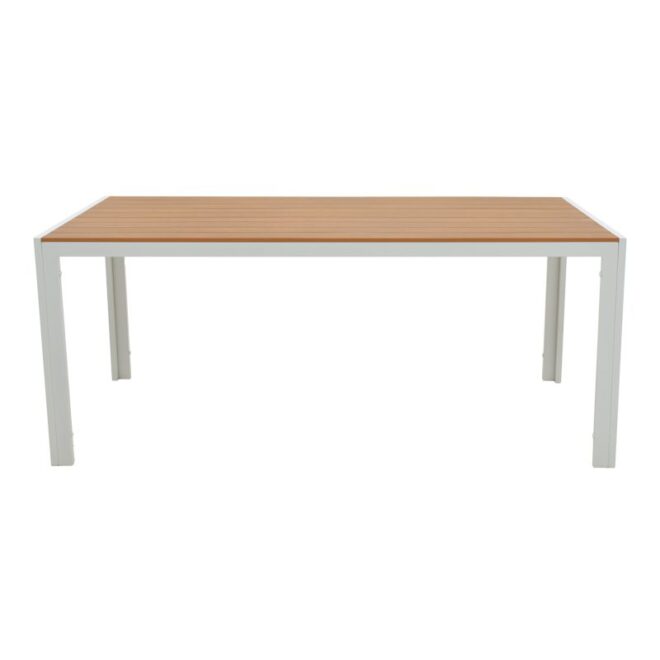 Τραπέζι Nares pakoworld αλουμίνιο λευκό-plywood φυσικό 180x90x72.5εκ - Image 2
