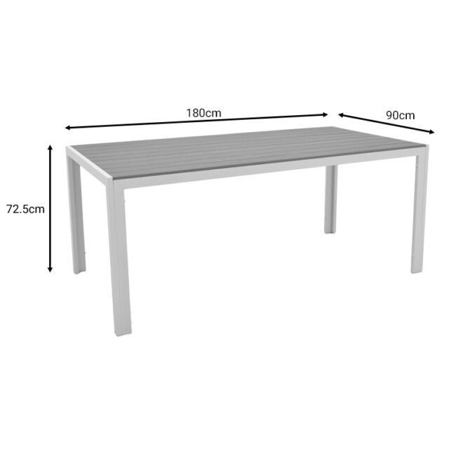 Τραπέζι Nares pakoworld αλουμίνιο λευκό-plywood φυσικό 180x90x72.5εκ - Image 5