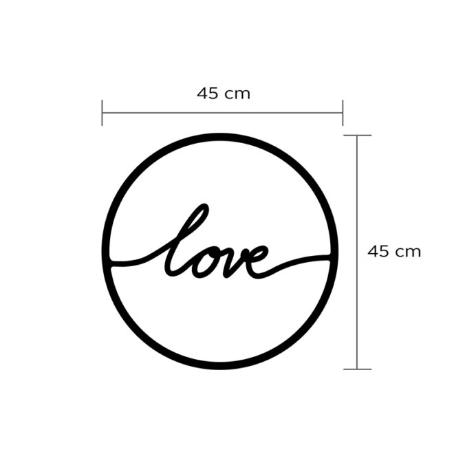 Διακοσμητικό τοίχου Love Megapap μεταλλικό χρώμα μαύρο 45x2x45εκ. - Image 2