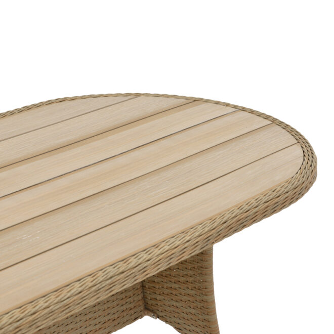 Τραπέζι Keir pakoworld rattan-αλουμίνιο καφέ 180x90x72εκ - Image 3