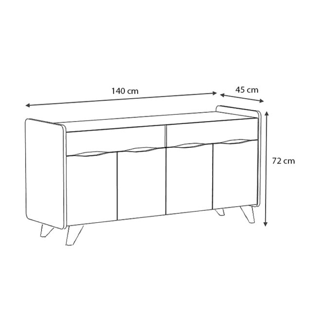 Μπουφές Sila Megapap χρώμα λευκό 140x45x72εκ. - Image 3