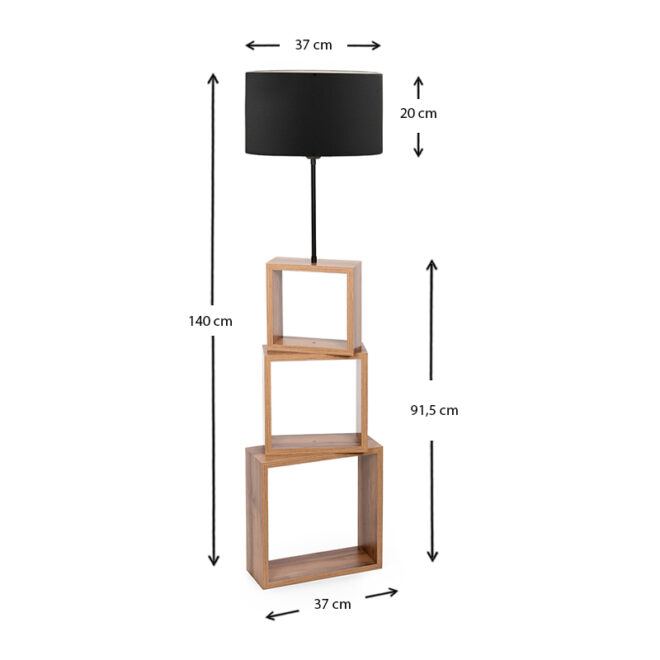 Φωτιστικό δαπέδου Claude Megapap Mdf/fabric Pvc χρώμα καφέ/μαύρο 37x20x140εκ. - Image 2