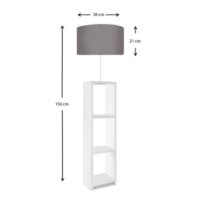 Φωτιστικό δαπέδου Launo Megapap υφασμάτινο Pvc/MDF χρώμα λευκό - γκρι 38x38x150εκ. - Image 2