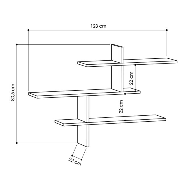 Ραφιέρα τοίχου Leo Megapap χρώμα φυσικό οξιάς 123x22x80εκ. - Image 2