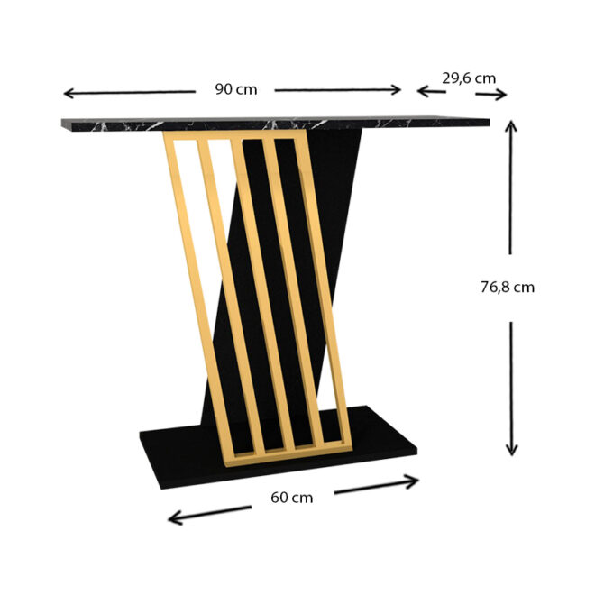 Κονσόλα Gravity Megapap χρώμα μαύρο εφέ μαρμάρου - χρυσό 90x29,6x76,8εκ. - Image 4