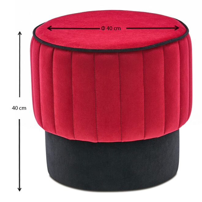Σκαμπώ Rose Megapap βελούδινο χρώμα κόκκινο 40x40x40εκ. - Image 3