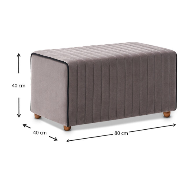 Σκαμπώ Mabel Megapap βελούδινο χρώμα γκρι 80x40x40εκ. - Image 3