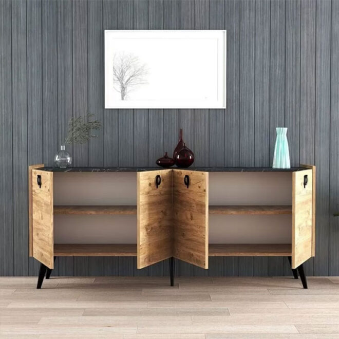 Μπουφές Jeslie pakoworld μελαμίνης oak-ανθρακί 180x40x79εκ - Image 3