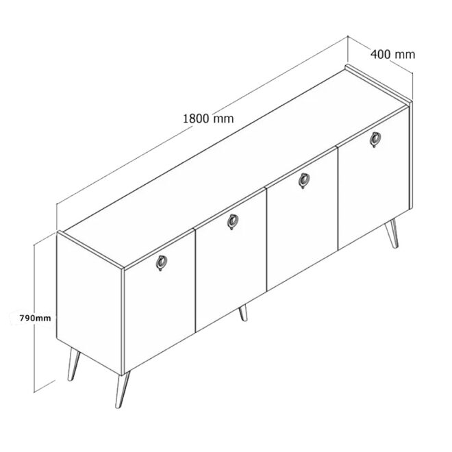 Μπουφές Jeslie pakoworld μελαμίνης oak-ανθρακί 180x40x79εκ - Image 4