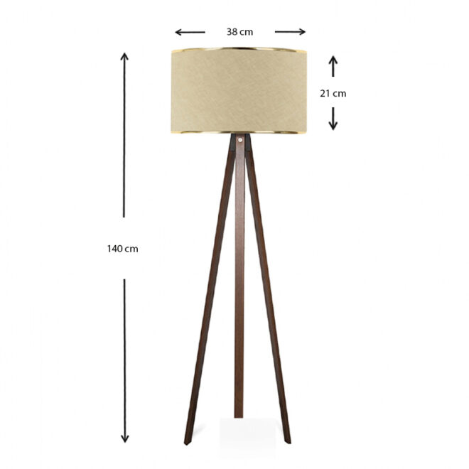 Φωτιστικό δαπέδου Rosling Megapap Mdf/ύφασμα Pvc χρώμα καρυδί/μπεζ 38x21x140εκ. - Image 2