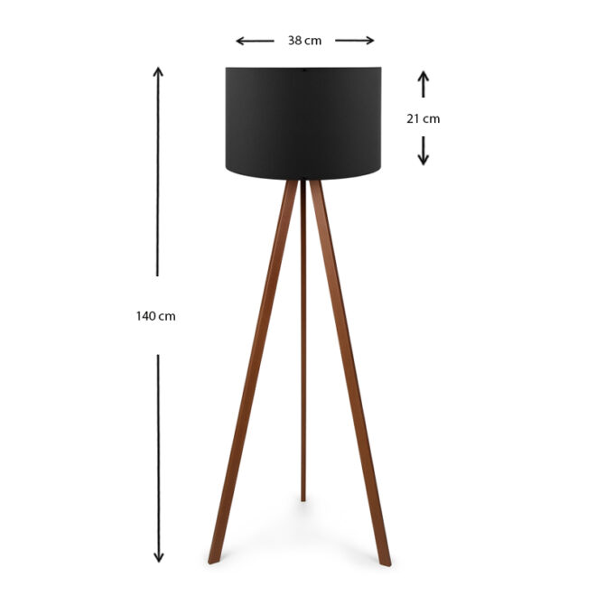 Φωτιστικό δαπέδου Rosling Megapap Mdf/ύφασμα Pvc χρωμα καρυδί/μαύρο 38x21x140εκ. - Image 2