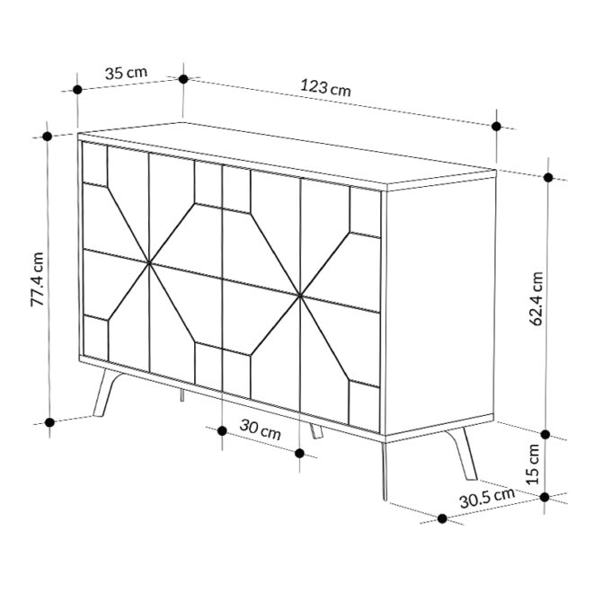 Μπουφές Dune Megapap χρώμα μαύρο εφέ μαρμάρου 123x35x77,4εκ. - Image 5