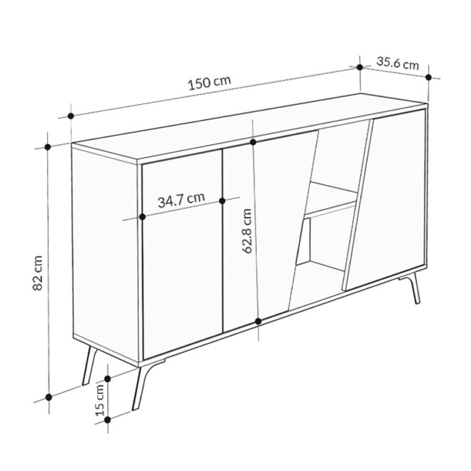 Μπουφές Fiona Megapap χρώμα φυσικό οξιάς - γκρι ρετρό 150x35,6x82εκ. - Image 5