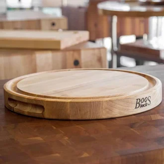 Στρογγυλός Ξύλινος Δίσκος Κοπής Διπλής Όψης 38x38x4,5εκ. 5