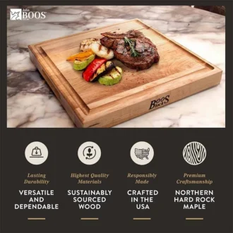 Τετράγωνος Ξύλινος Δίσκος Κοπής Διπλής Όψης 30x30x4,5εκ. 4