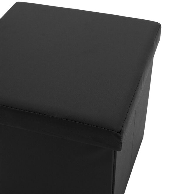 Σκαμπό-μπαούλο Crystal pakoworld pu μαύρο 38x38x38εκ - Image 4