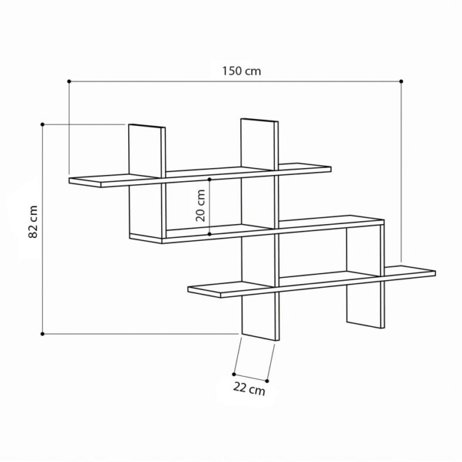 Ραφιέρα τοίχου Halic Megapap χρώμα ανθρακί 150x22x82εκ. - Image 2