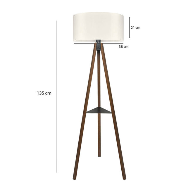 Φωτιστικό δαπέδου Thomas Megapap E27 Mdf/ύφασμα Pvc χρώμα καρυδί - κρεμ 38x38x135εκ. - Image 2