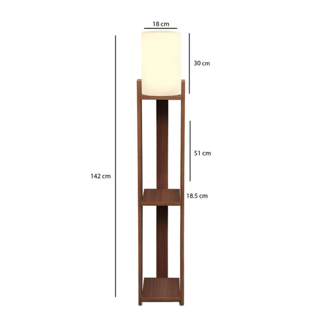 Φωτιστικό δαπέδου Verma I Megapap E27 Mdf/ύφασμα Pvc χρώμα καρυδί - κρεμ 18,5x18,5x142εκ. - Image 2