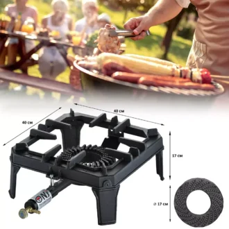 Μονή μαντεμένια εστία υγραερίου βαρέως τύπου με μαντεμένιο καυστήρα