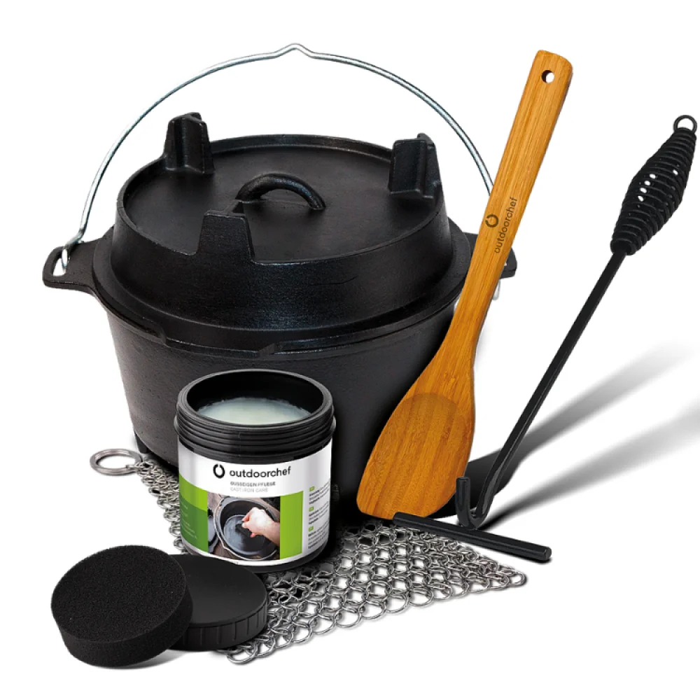 Μαντεμένιο Dutch Oven N.9 - 8.5 Λίτρα - Σετ 6 τεμαχίων Outdoorchef
