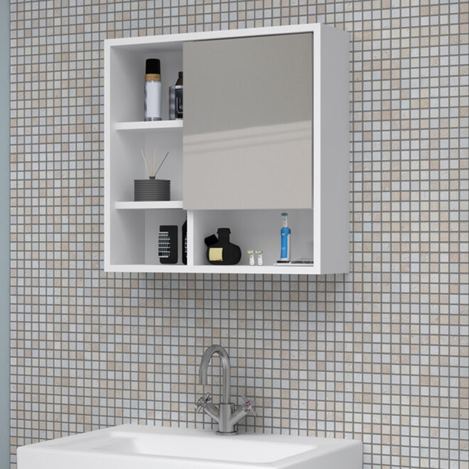 Καθρέπτης μπάνιου Demo Μegapap χρώμα λευκό 60x17,5x60εκ. - Image 2