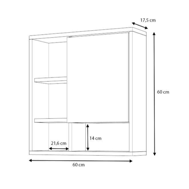 Καθρέπτης μπάνιου Demo Μegapap χρώμα λευκό 60x17,5x60εκ. - Image 3
