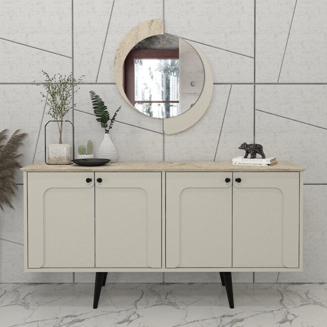 Καθρέπτης τοίχου Sevilla Μegapap χρώμα sandstone - travertine 59,2x2,2x69εκ. - Image 2