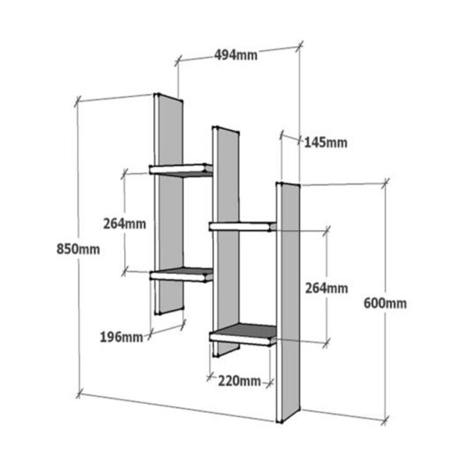 Ραφιέρα τοίχου Tabal pakoworld σε λευκή απόχρωση 49.4x14.5x85εκ - Image 2