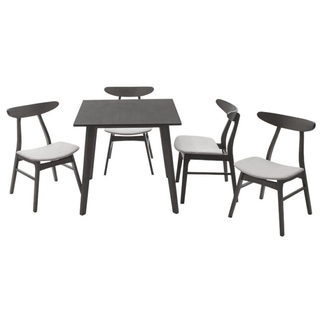 Tραπεζαρία Benson - Orlean pakoworld σετ 5τμχ rustic grey - ύφασμα γκρι 80x80x75εκ - Image 2
