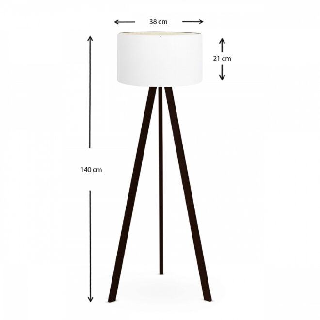 Φωτιστικό δαπέδου Rosling Megapap Mdf/ύφασμα Pvc χρώμα μαύρο - λευκό 38x38x140εκ. - Image 2
