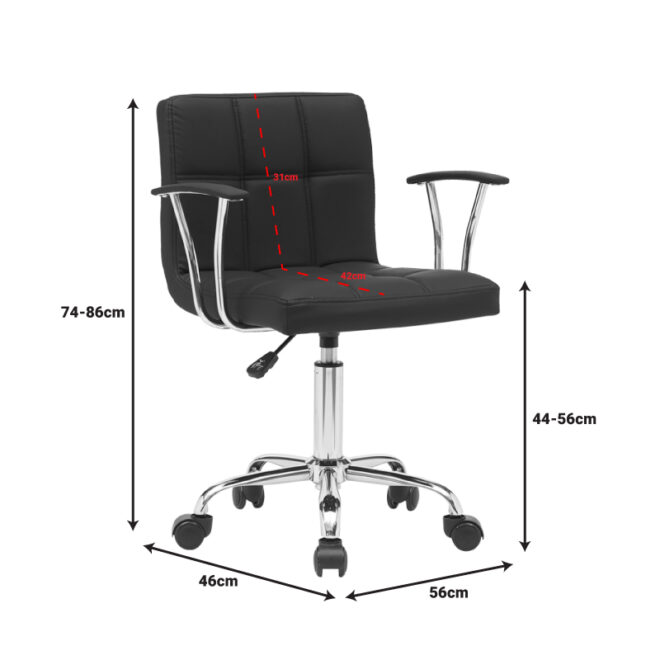 Καρέκλα γραφείου Buleco pakoworld pu σε μαύρη απόχρωση 56x46x74-86εκ - Image 9