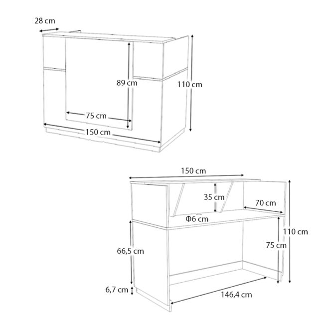 Γραφείο υποδοχής - reception Gemini Megapap χρώμα λευκό 150x70x110εκ. - Image 7