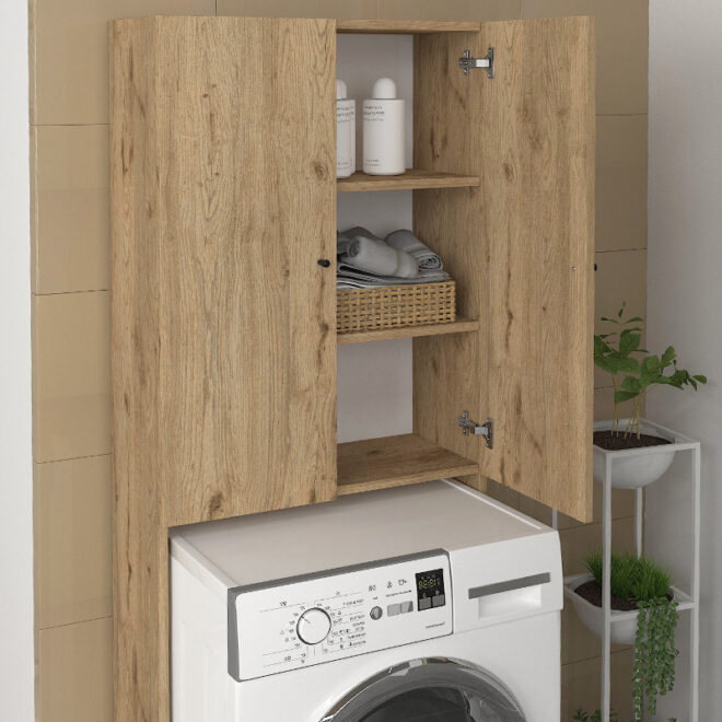 Έπιπλο πλυντηρίου Romme Megapap χρώμα sepet oak 65x27,1x180εκ. - Image 4