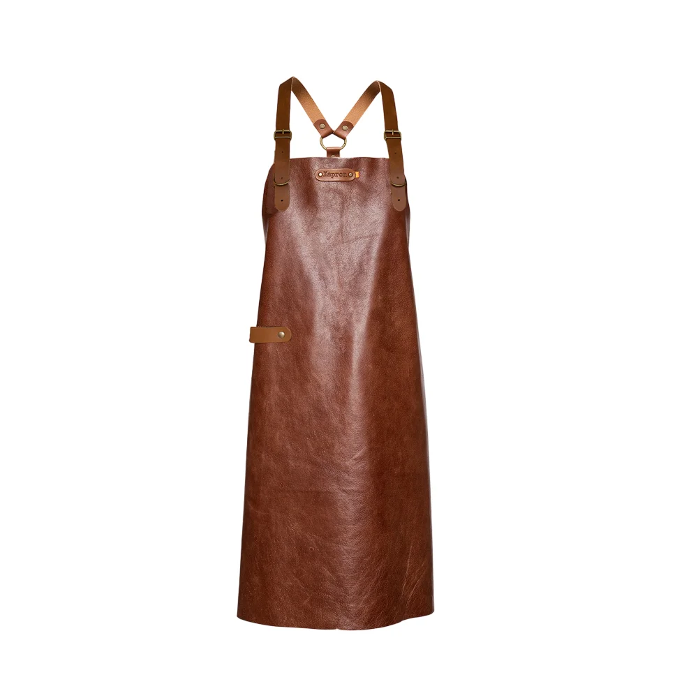Ποδιά Δερμάτινη New York Cognac με ιμάντες ώμου 82/60 - Xapron