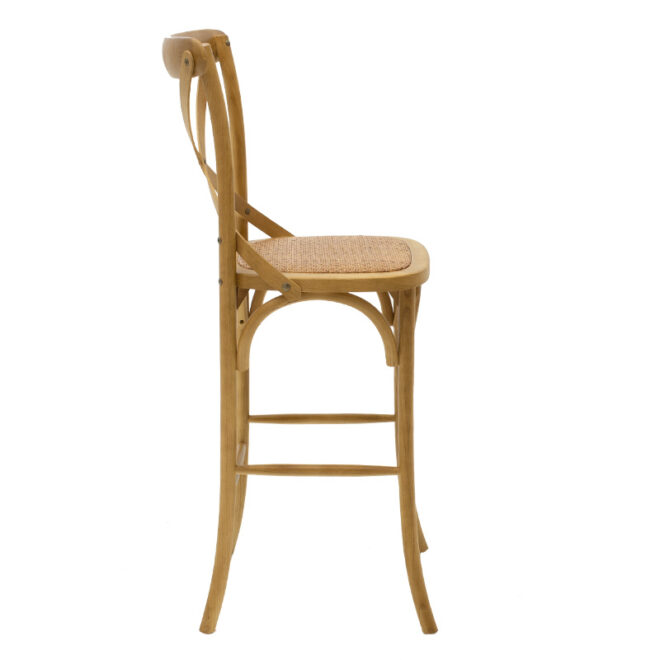 Σκαμπό μπαρ Reid pakoworld ξύλο sonoma-έδρα καφέ rattan - Image 3