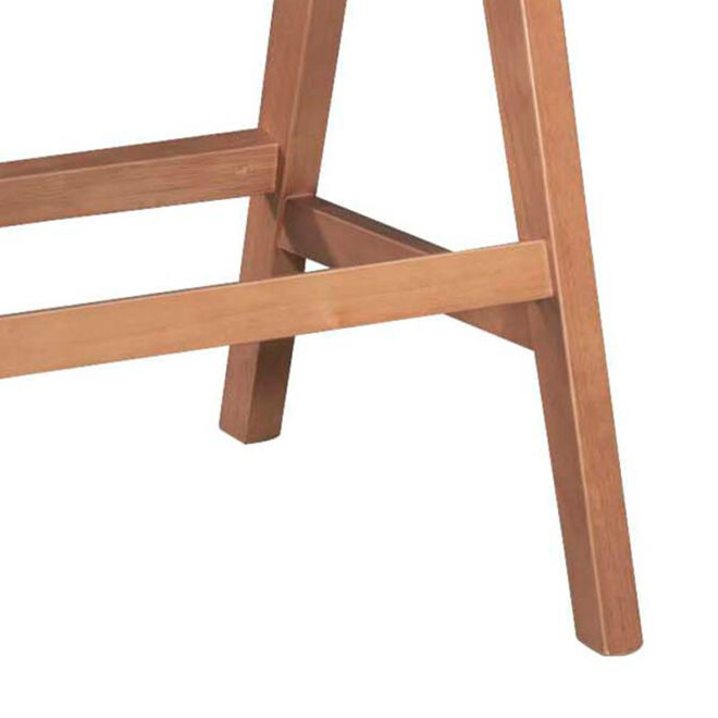 Σκαμπό bar Winslow pakoworld ξύλο rubberwood ανοικτό καρυδί-pvc rattan φυσικό-ύφασμα γκρι - Image 3