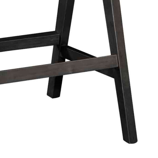 Σκαμπό bar Winslow pakoworld ξύλο rubberwood μαύρο-pvc rattan φυσικό-ύφασμα γκρι - Image 3