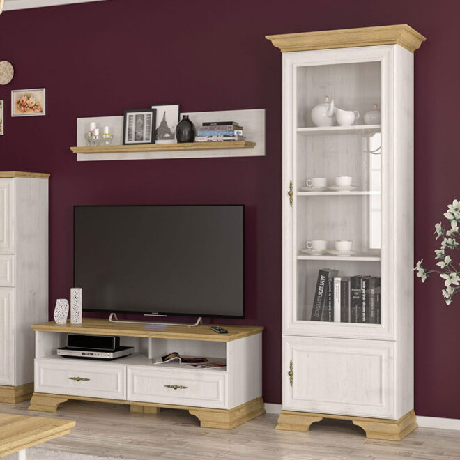 Βιτρίνα Jaden pakoworld golden oak-λευκό antique 70,5x43x197,5εκ - Image 2