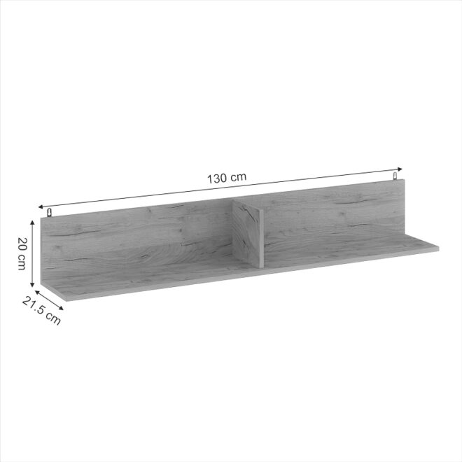 Ραφιέρα τοίχου Drowel pakoworld μελαμίνης σε oak απόχρωση 130x21.6x20εκ - Image 4