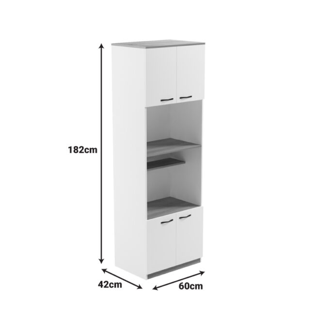 Ντουλάπα κουζίνας Rowan pakoworld σε λευκή-sonoma απόχρωση 60x42x182εκ - Image 6