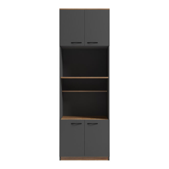 Ντουλάπα κουζίνας Rowan pakoworld σε oak-ανθρακί απόχρωση 60x42x182εκ - Image 2