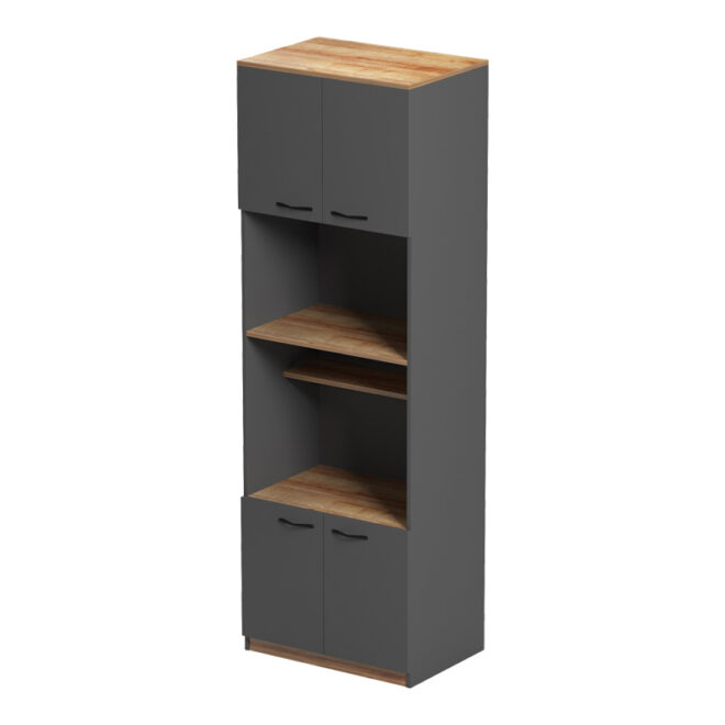 Ντουλάπα κουζίνας Rowan pakoworld σε oak-ανθρακί απόχρωση 60x42x182εκ - Image 3