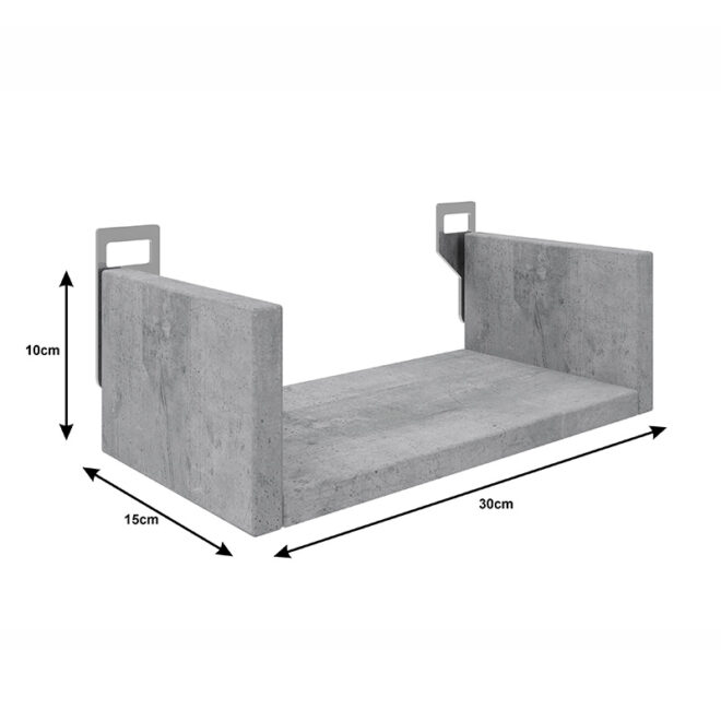 Ραφιέρα τοίχου Derva pakoworld σε cement γκρι απόχρωση 30x15x10cm - Image 3