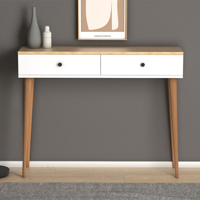 Κονσόλα μελαμίνης Alis Megapap χρώμα pine white 110x29x88εκ. - Image 2